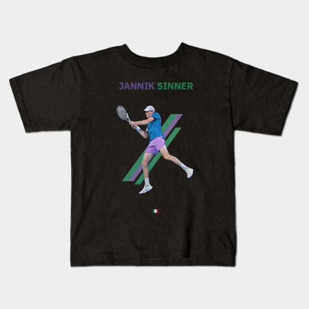 Young Man tennis Kids T-Shirt by petermark